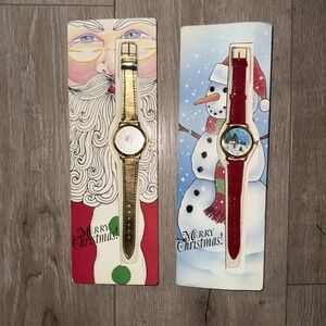 Lot of 2 Vintage 1994 Folio Christmas‎ Greeting Card Watch Christmas Tree NIP